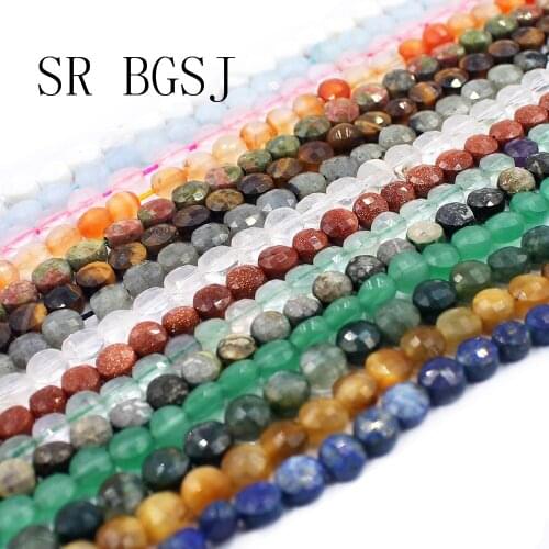 Free Shipping 6mm Kinds of Gems Faceted Coin Assorted Jewelry Accessories Spacer Beads Strand 15"