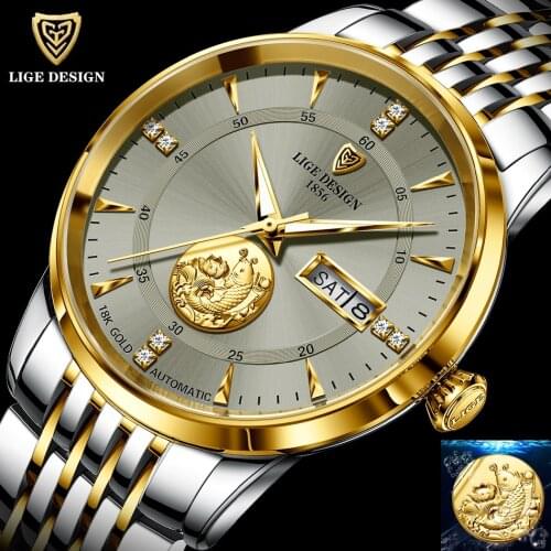 2021 LIGE New Fashion Wrist Watch Men Automatic Mechanical Tourbillon Stainless Steel Waterproof Business Men Watches Gift Clock