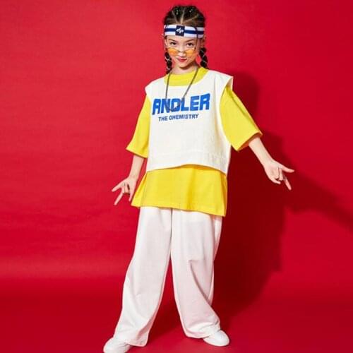 Kids Cool Hip Hop Clothing Oversized Tshirt Tops Streetwear Jogger Running Pants For Girls Boys Jazz Show Dance Costume Clothes