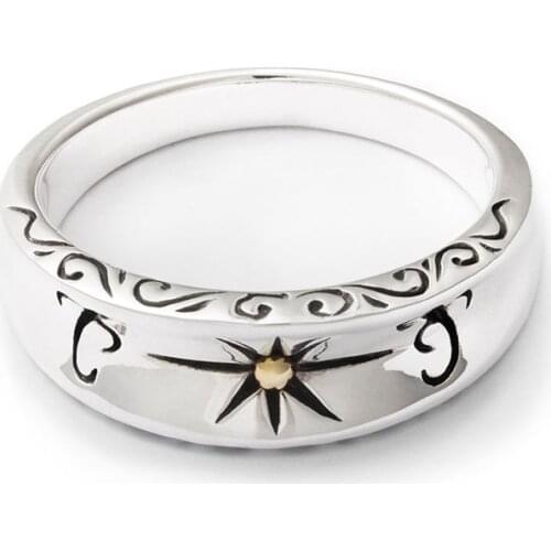 Designer unique creative star opening adjustable ring retro handmade couple personality men and women silver jewelry