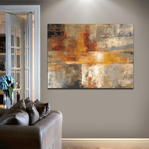 Hot sale handmade Abstract Yellow Cuadros Oil Painting Wall Decorative Pictures home Decoration For Living room bedroom decora