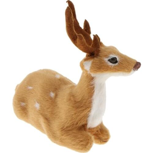 Simulation Lying Sika Deer Reindeer Elk Animal Model Figurine Home Decoration Arts and Crafts