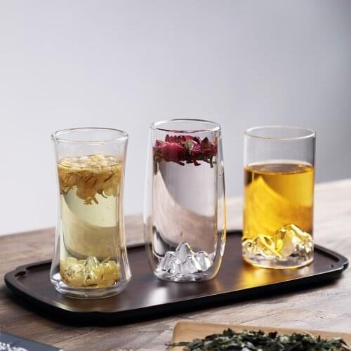 Concept of Japanese mountain cup hot upset double insulated glass cup large household glass cup of green tea