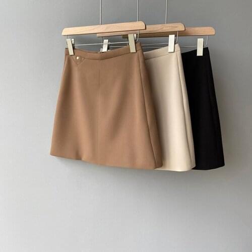 Korea Solid Simple A-line Skirt Women 2021 Summer High Waist Pocket Hip Slim Suit Skirt 795