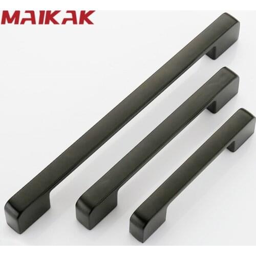 MAIKAK 1PC Modern Black Aluminum Kitchen Furniture Handle Cabinet Dressing Table Dresser Knobs Puxadores Para Moveis