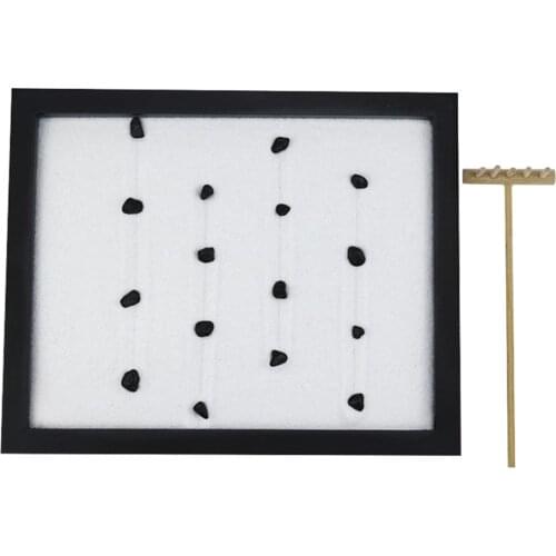 Mini Zen Garden Set with Free Rake Selected River Stones Well Packaged Gift Base Tray Desktop Rock Sand Set