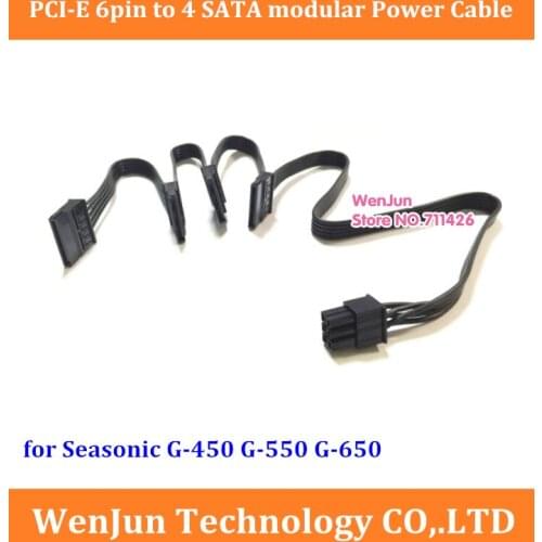 PCI-E 6pin to 4 SATA 15pin modular power supply cable for Seasonic SSR-450RM (G450) / SSR-550RM( G-550) / SSR-650RM (G-650)
