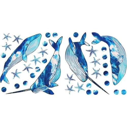 Cartoon Cute Narwhal Wall Sticker Wall Sticker For Kids Room PVC Decorative Decals For Nursery Wall Baby Decor