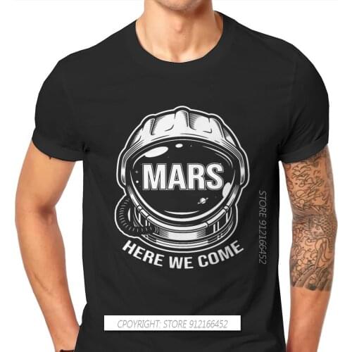 Mars Here We Come Head TShirts Mars Perseverance Rover Exploration Male Harajuku Cotton Streetwear T Shirt Crew Neck Casual