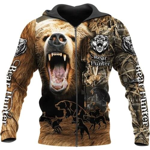 Bear Hunting Camo 3D Printed Hoodies for men and women Harajuku Fashion Hooded Sweatshirt Autumn Hoody Casual streetwear hoodie