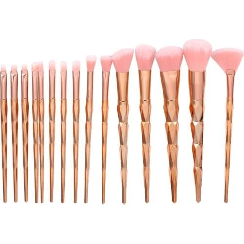 MAANGE 15Pcs Gold Rose Makeup Brushes Set Professional Eye Liner Eyebrow Eyelashes Make Up Brushes Cosmetic Brushes Diamond Brus