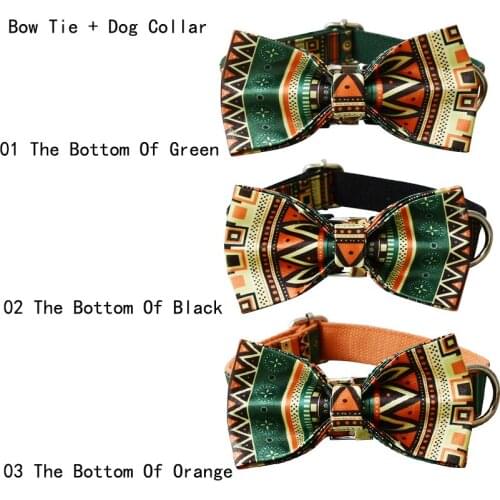 National Wind Bow Tie Dog Collar Engraved Pet Name Retailing Special Ethnic Style Colorful Handmade Soft
