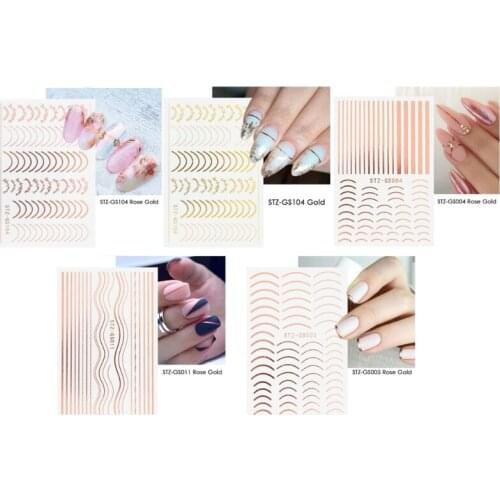 Q1QD French Line Nail Stickers 3D Stripe Self Adhesive Striping Nails Art Decals for Women Home Manicures Salon DIY Decoration