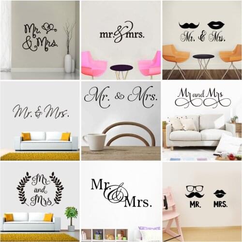 Mr and Mrs Quote Vinyl Wall Stickers Love Wallpaper Home Decor Bedroom Art Decal Gift Removable