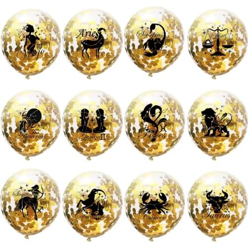 NEW 12 Constellation Latex confetti balloons Star Zodiac Sign Sequin ballons Twelve Horoscope Birthday Gift Party Decor kids toy