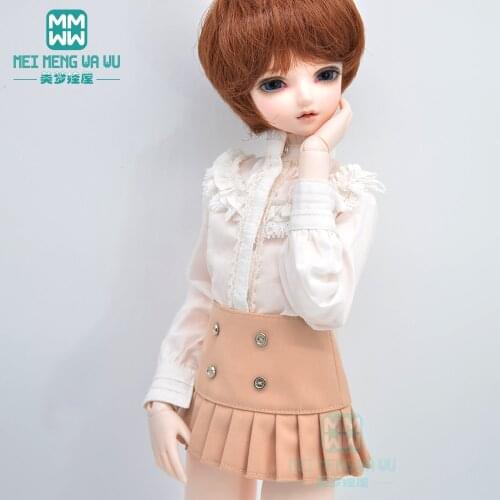 Clothes for doll fits 1/4 43-45cm MSD doll fashion Leather shoes, stockings British style pleated skirt