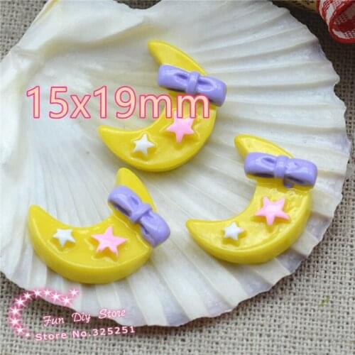 Resin crescent moon Flat back for decoration,hair bow center 50pcs/lot 19x15mm