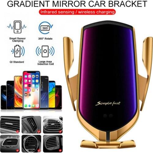 Qi Wireless Car Charger Automatic Clamp 10W Fast Charge Holder forIphone11pro XR XS forHuawei P30Pro Infrared Sensor Phone Mount