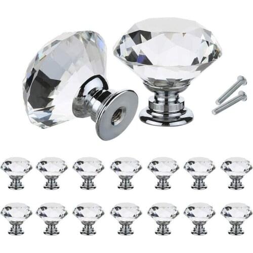 1pcs 30mm Diamond Crystal Glass Alloy Door Drawer Cabinet Wardrobe Pull Handle Knobs Drop Worldwide Store
