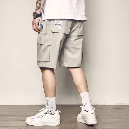 Summer Cargo Shorts Men American Casual Cotton Short Pants Youth Oversized Loose Mens clothing Loose Mid Waist 2021 New