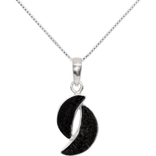 DARK DIAMOND®-Double moon pendants, of authentic volcanic Lava and 925 sterling silver. Handmade in Spain