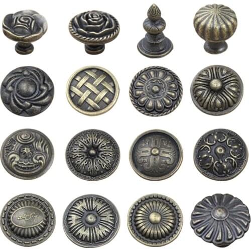 Vintage Bronze Cabinet Knobs Door Cabinet Pull Knob Wardrobe Furniture Handle Jewelry Box Drawer Pulls Handle Knob Door Handles