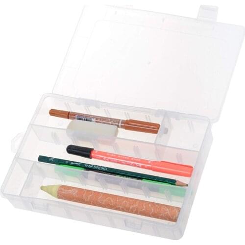 XRHYY Clear Plastic Art Craft Storage Container Storage Box Case With 4-Divider