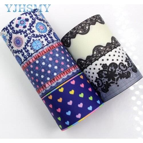 YJHSMY G-181019-1420,38mm 5 Yards geometric printed Thermal transfer Printed grosgrain Ribbons,DIY Handmade materials