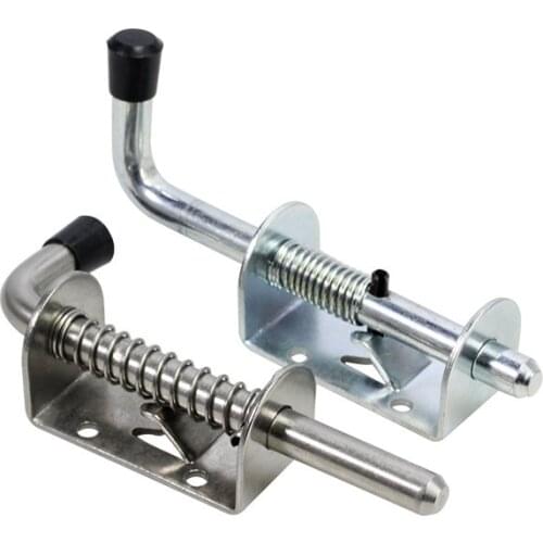 1PC Latch Loaded Metal Security Barrel Bolt Latch 128mm*32mm Silver Tone Spring Latches Door Cabinet Hinges Hardware