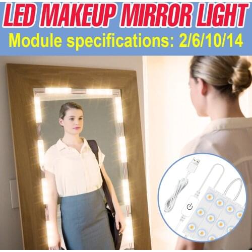Makeup Mirror Light LED Mirror With Lamps USB 12V Touch Hollywood Vanity Light 2 6 10 14 PCS Dimmable Dressing Table Makeup Bulb
