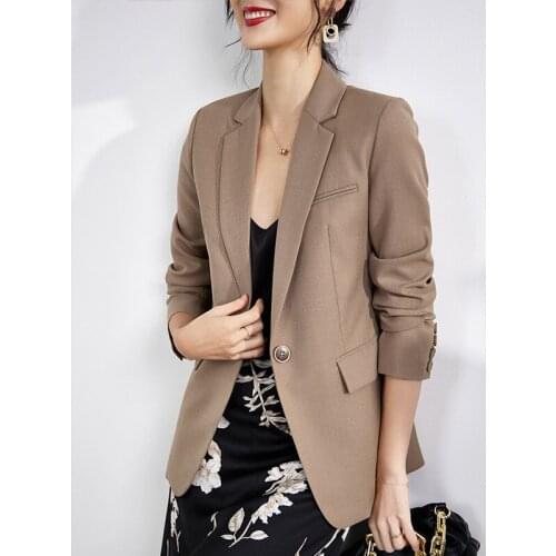 Wool suit jacket female autumn 2021 new silhouette slim long-sleeved small suit workplace Korean casual top