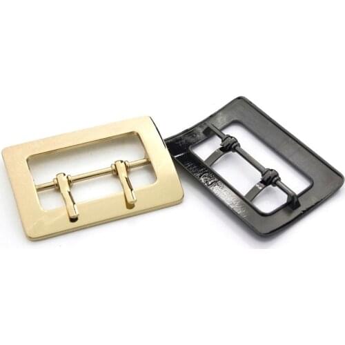 1pcs 50mm Zinc Alloy Metal Buckle Rectangle Fashion Double Needle Buckle for Leather Craft Bag Belt Strap Craft DIY Accessories