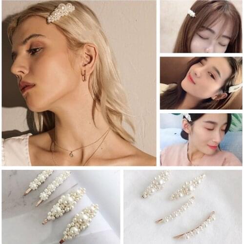 1pc Korean Hair Clip Handmade Beaded Pearl Flower Bridal Wedding Hairpin Fashion Hair Claws Imitation Lady Headwear Accessories
