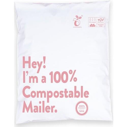 100% D2W Biodegradable Postal Mailer Bag 50Pcs White Color Courier Bag Clothing Express Bags Waterproof Self-Seal Mailing Pouch