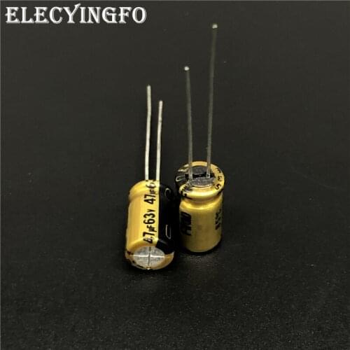 100pcs 47uF 63V NICHICON FW Series 6.3x11mm 63V47uF Audio Aluminum Electrolytic Capacitor