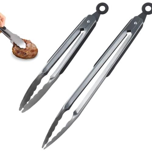 2pcs Kitchen Tongs Stainless-Steel Locking 12 inch 9inch Set Sturdy Cook and Barbecue (BBQ) Heavy Duty Grill Tong Set