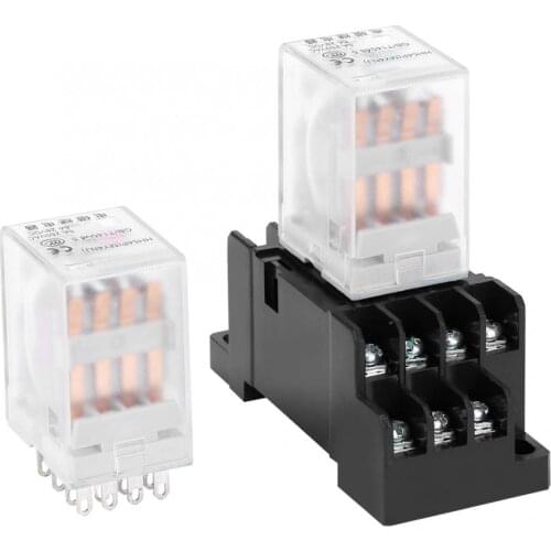 2Pcs Mini Intermediate Electromagnetic Relay with Base for Factory Workshops HH54P MY4NJ