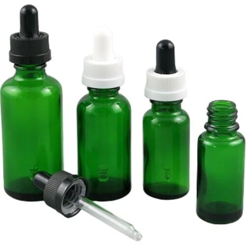 200 x 100ml 50ml 30ml 20ml 15ml 10ml 5ml Green Glass Childproof Dropper Bottle 1oz Green Glass Dropper Container