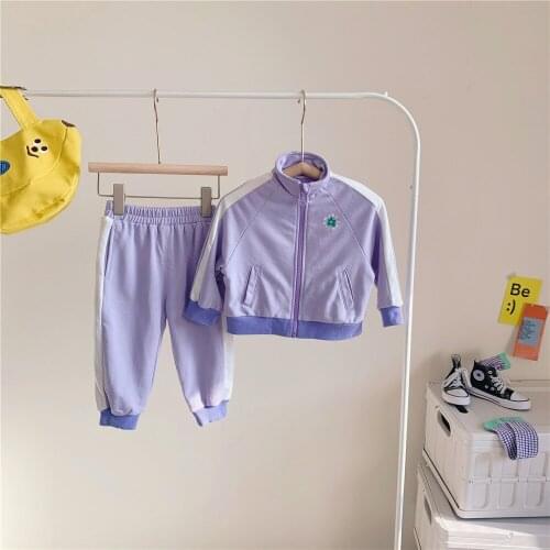 2021 Korean Childrens Sport Suit Spring Autumn Toddler Girl Sweatshirt Jacket Pants Two-piece Sets Baby Sportswear Casual Set