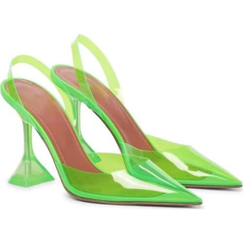 2021 Summer New Pointed Transparent Jelly Sandals Sexy Closed Toe High Heel Fashion Womens Shoes