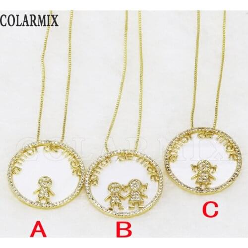 3 Pcs Zircon Boy and Girls Pendant necklace jewelry accessories Round pendant Jewelry Necklace New design 31620