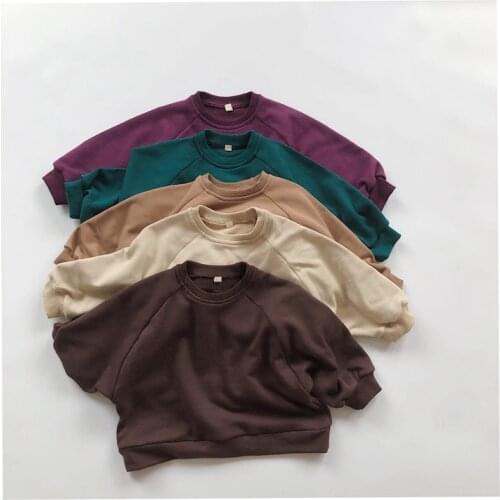 5464 Basic Childrens Sweatershirt Fall 20 New Korean Casual Raglan Sleeve Pullover For Boys And Girls Long Sleeve Tops Outfits