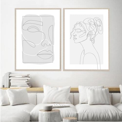 Abstract Woman Face Poster Figure Canvas Painting Nordic Line Drawing Art Print Modern Wall Picture For Living Room Home Decor