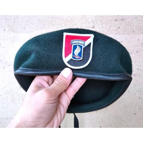 United States US Army 6th Special Forces Group Wool Green Beret 173RD AIRBORNE METAL SHOULDER INSIGNIA Military Hat 1963~1971