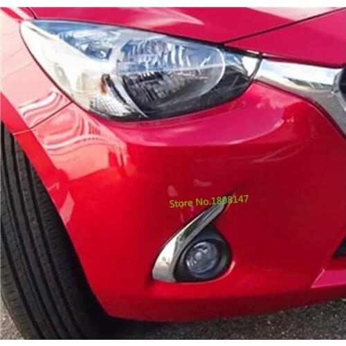 Car Head Front Fog Light Lamp Frame Sticker ABS Chrome Cover Trim Panel 4pcs For Mazda 2 Demio 2015 2016 2017 2018 2019