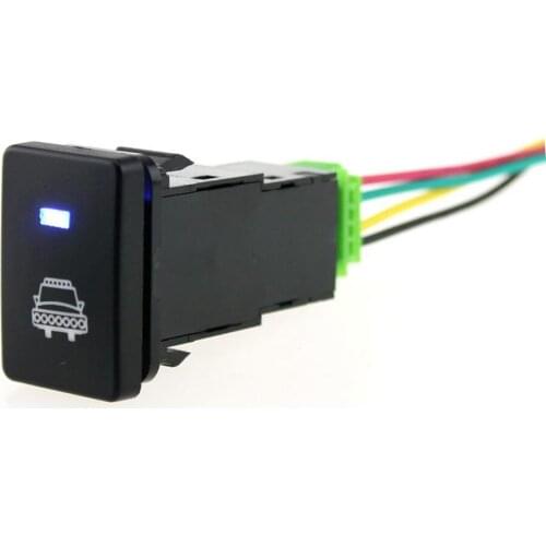 Car Headlight Pattern 12V Push Switch With Blue LED Light For Toyota 4Runner