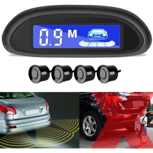 Car Parking Radar Monitor Detector System Backlight Display Car Auto Parktronic LCD Parking Radar with 4 Parking Sensors Backup