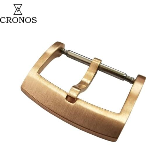 Cronos Solid Bronze CuSn Tongue Buckle for L6002M Watch Parts Fully Brushed 18 20 22 mm 2.0 with Spring Bars