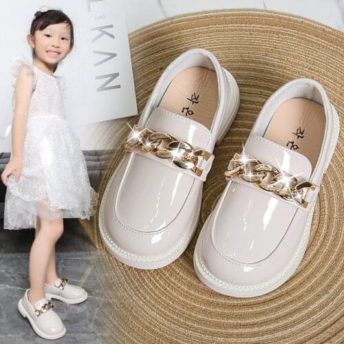 Childrens Princess PU Leather Shoes Spring and Autumn 2021 New Solid Color Korean Version of Fashion Flat Shoes Childrens Shoes