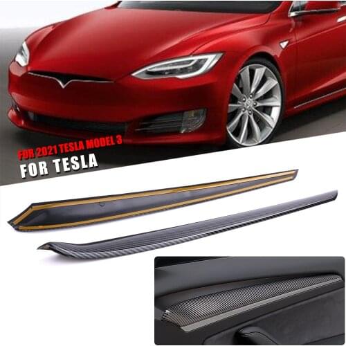 For Tesla Model 3/Y Carbon Fiber Car Inner Door Armrest Decoration Cover Trims Sticker Car Styling Accessories
